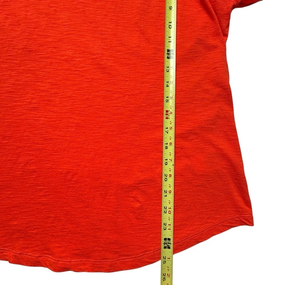 Lauren Ralph Lauren Black Label Slub Cotton Top Size M Puff Sleeves Orange - Picture 5 of 8